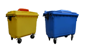 2 medium containers yellow, blue